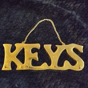 Vintage Hanging Brass Keys Holder That Says Keys
